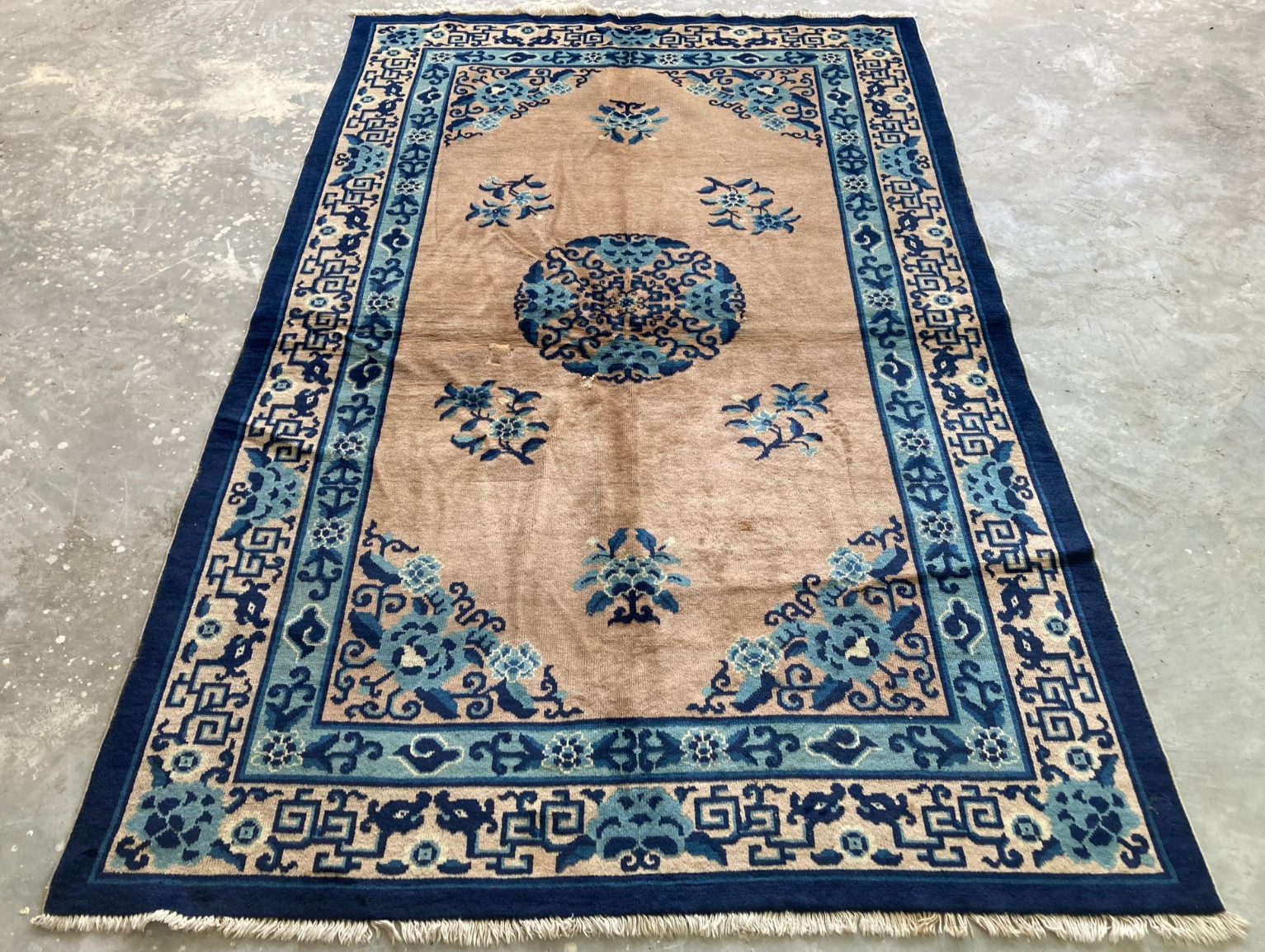 Vintage Chines Peking Handmade Floral Multicolor Wool Rug Carpet 244×156 cm