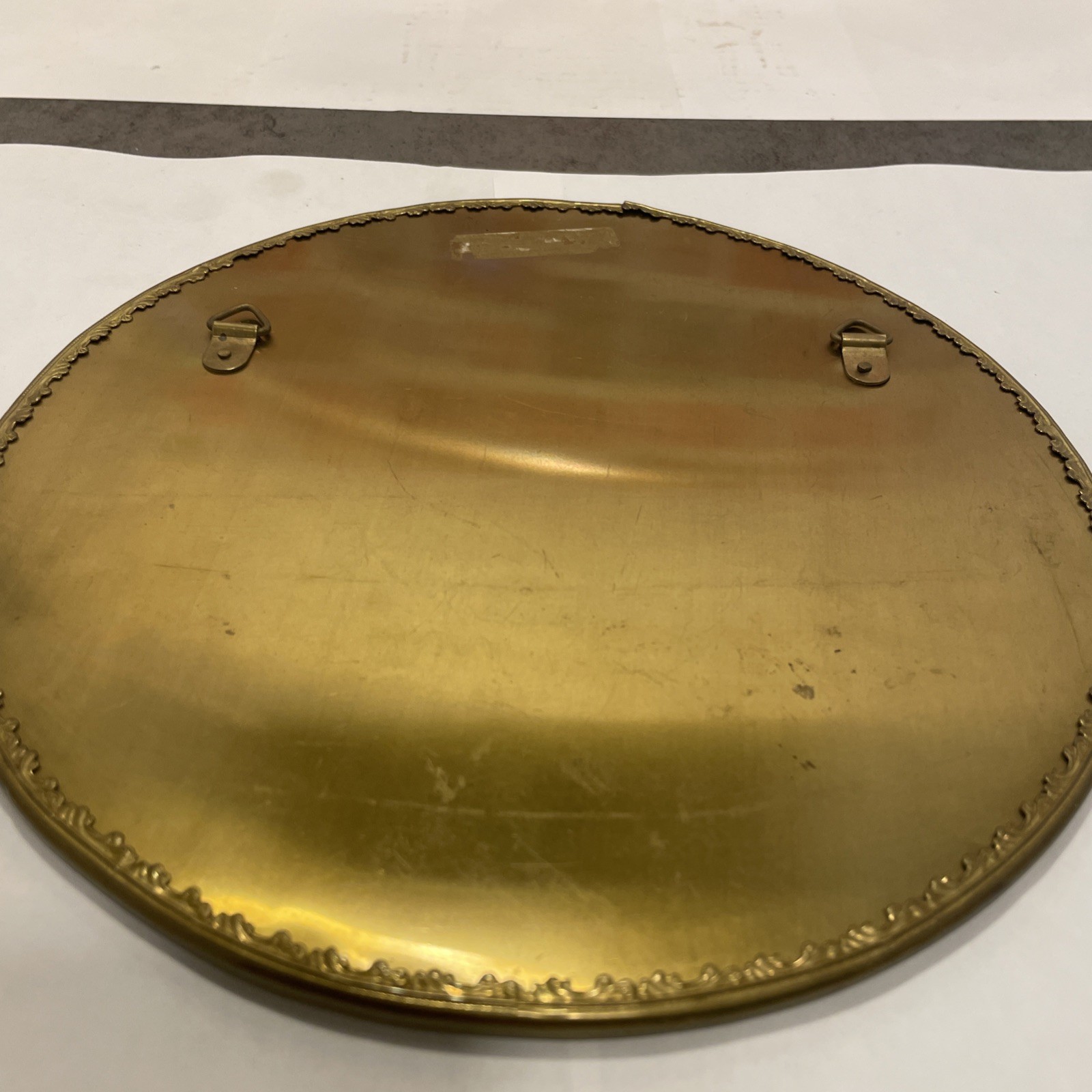 VTG Circular DimpleMagiscope Reverse Cut Optics Filigree Copper Glass Mirror. 9”