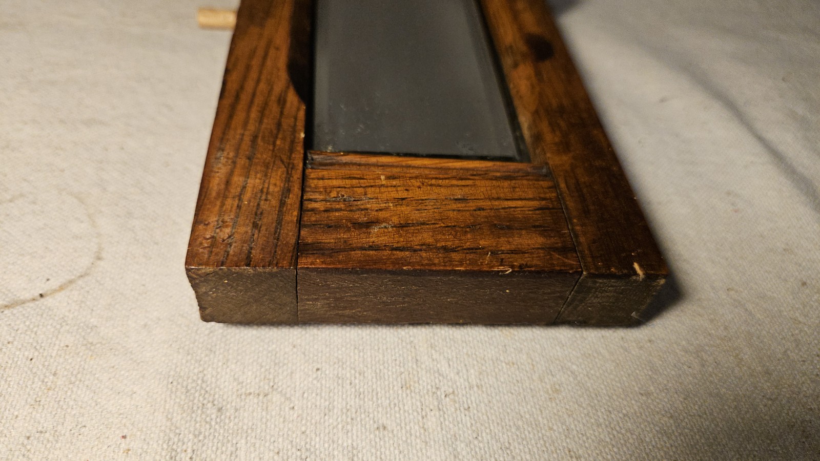 Antique Victorian Carved Oak Furniture Topper Pediment Beveled Glass Mirror