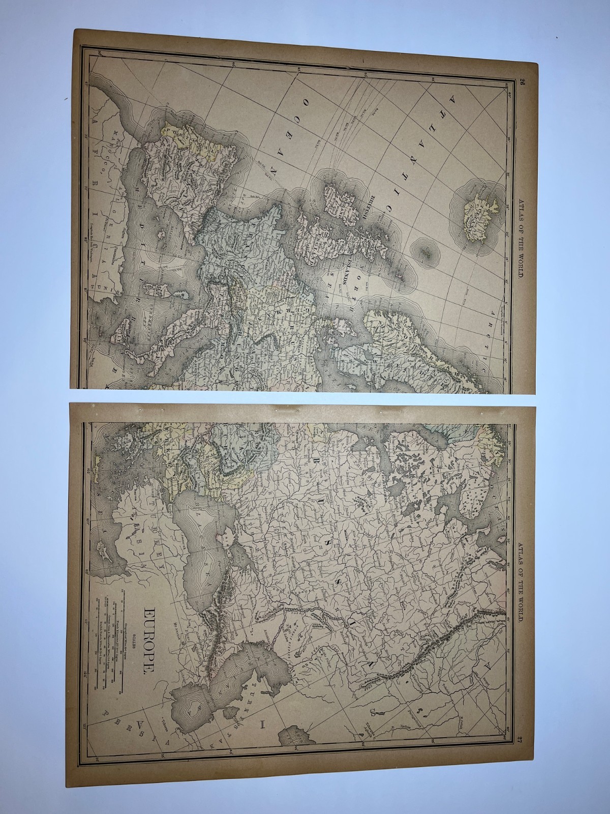1890 2-Pc Map of EUROPE Fm 1890 Rand-McNally Atlas SEE PICs & DESCRIP