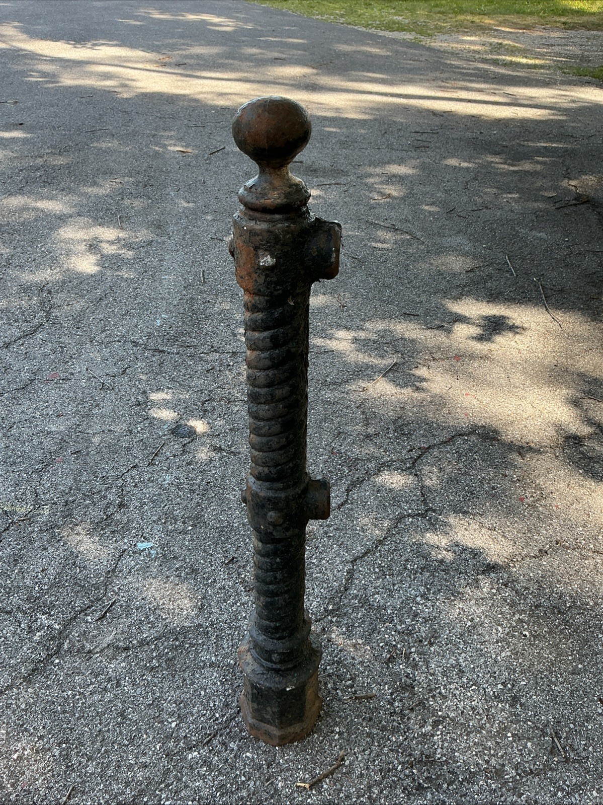Antique Iron 39” Column Pedestal Post Hitching Post Base Architectural Salvage