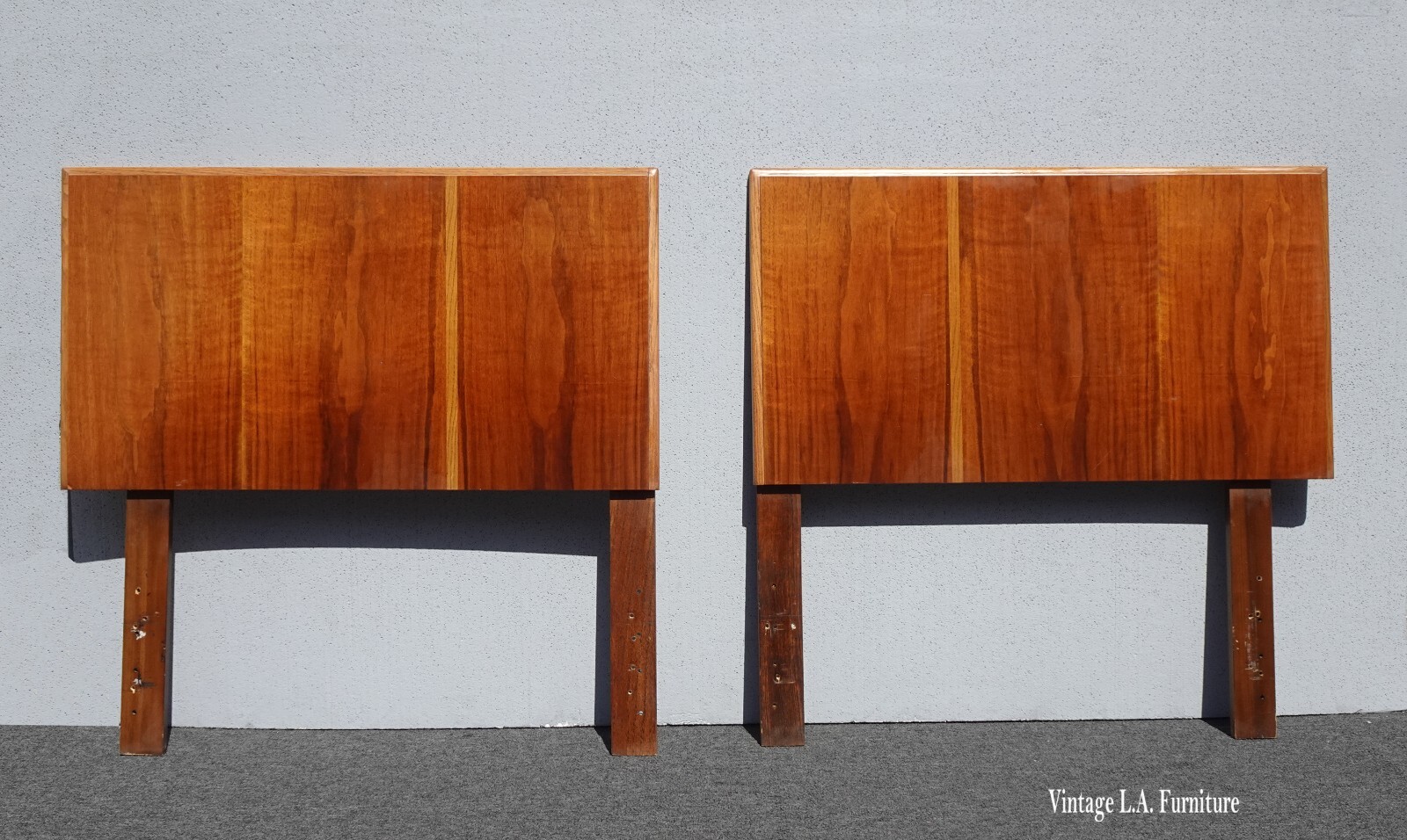 Pair of Vintage Mid Century Modern Brown Twin Headboards by Lane Furniture Co.
