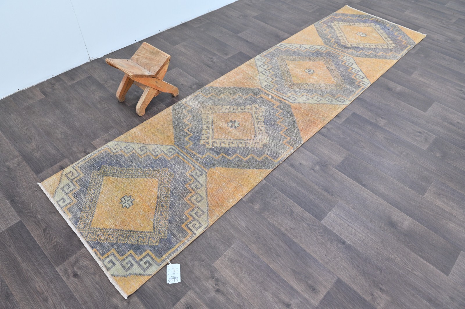 Vintage Turkish Runner Rug 3x10ft Wool Anatolian Handmade Hallway Oushak ORANGE