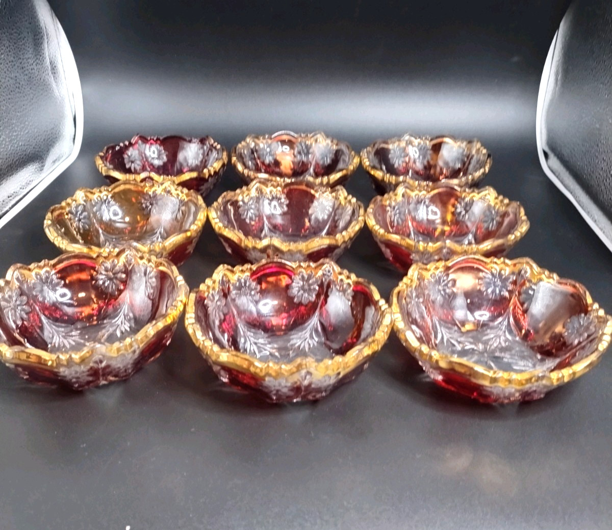 EAPG Ruby Stain “McKEE’S PURITAN” (10) Piece Berry Set