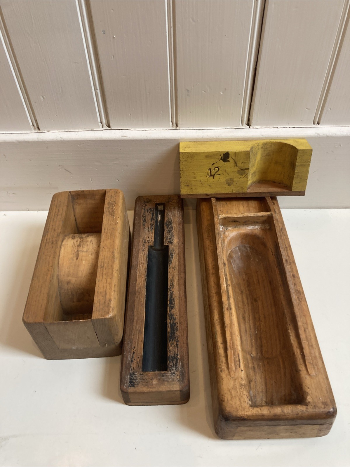 Vintage Lot Of Wooden Molds Food Or Industrial? 4 In Lot As Is