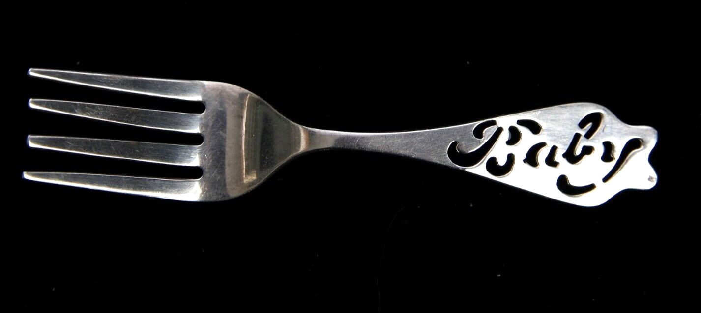 Vintage Sterling Silver SSMC Baby Fork 925 Manufacturing Co. Cutout Letters 8.4g