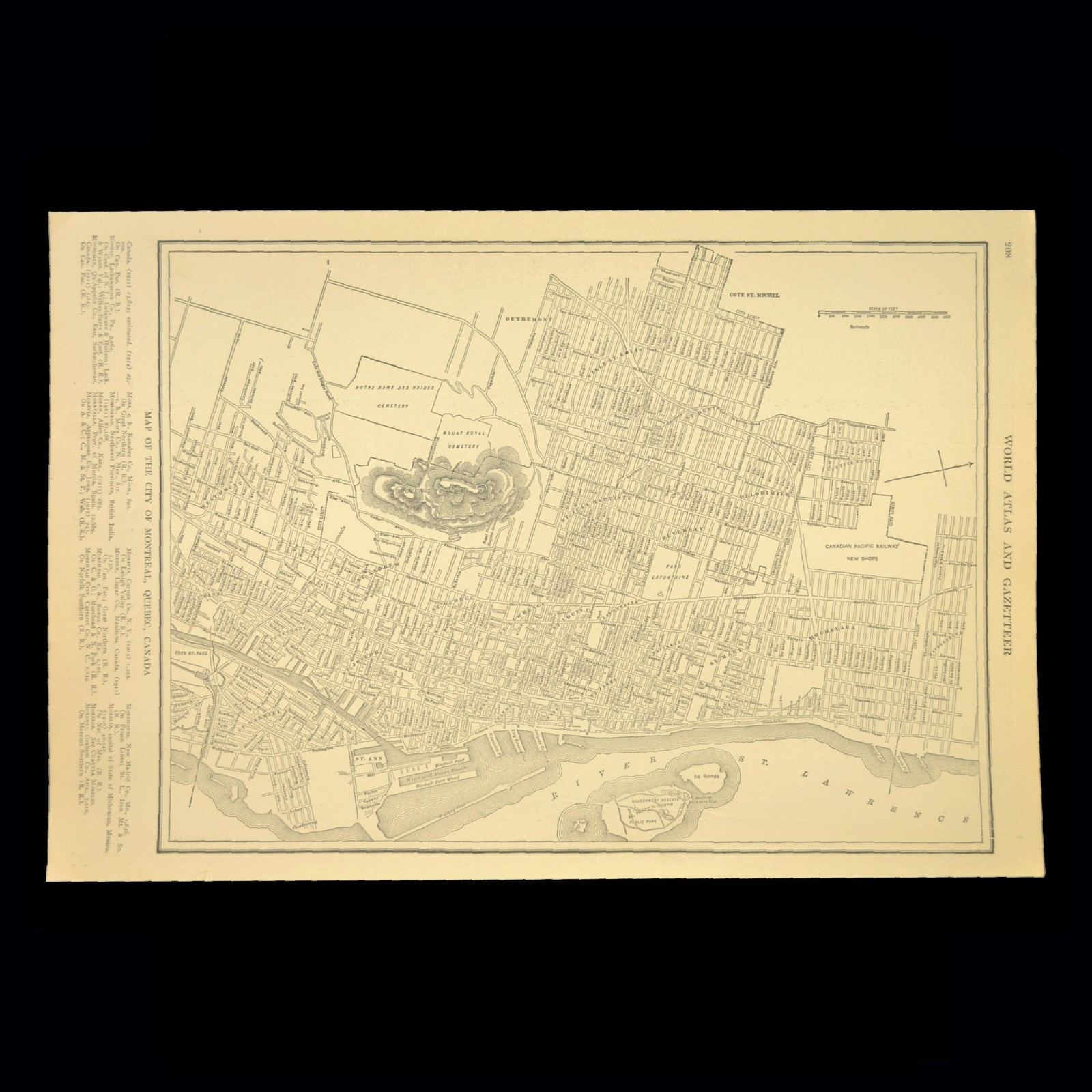 Antique Map of MONTREAL Canada Street Map Wall Art Old Original Atlas ca 1921