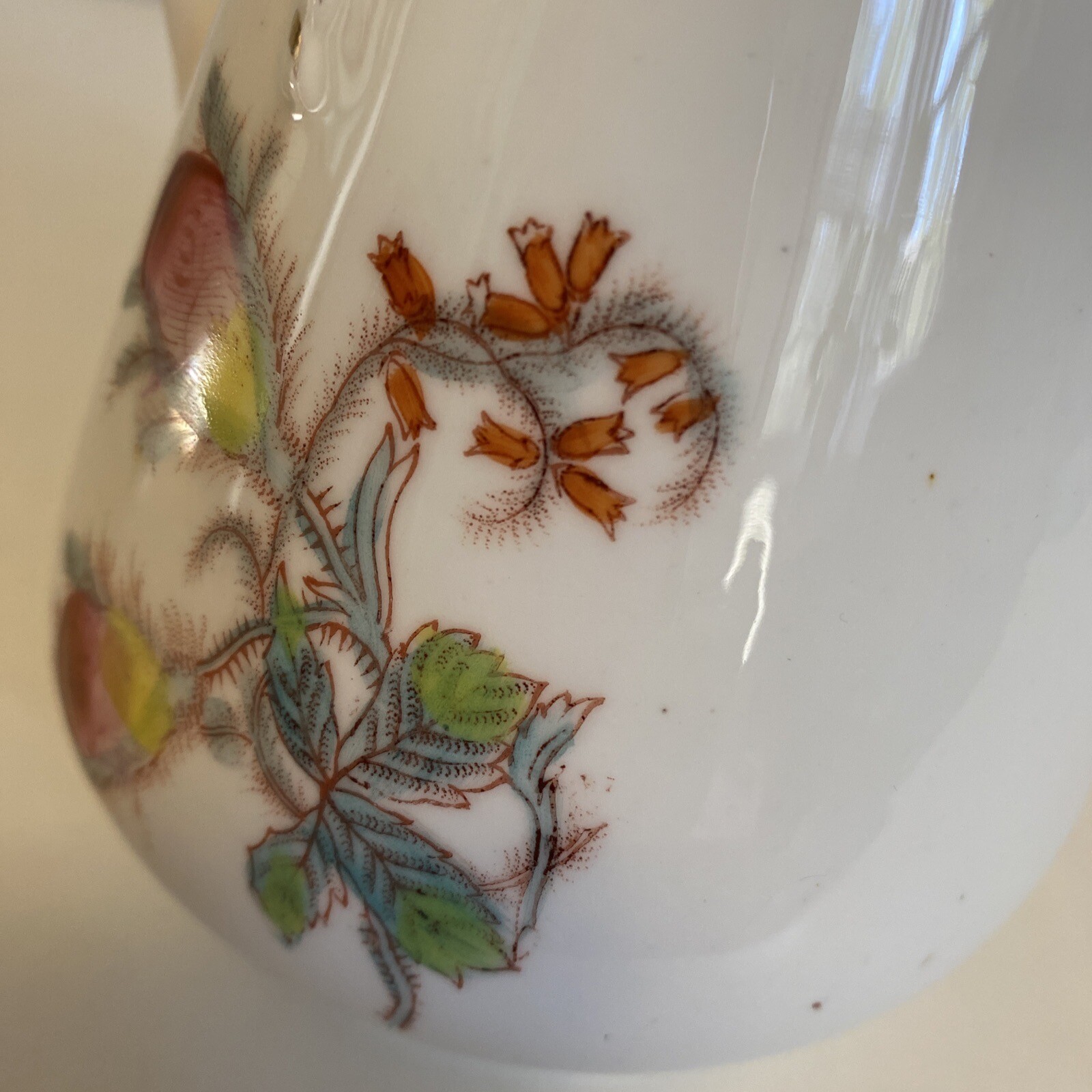 Hand Painted Small Pitcher w Embossed Gilded Rope Knot and Rose Design
