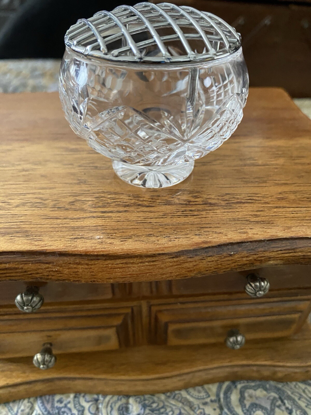 Vintage Yeoman Plate Silver Plated On Copper Rose Flowers Bowl Crystal Mini