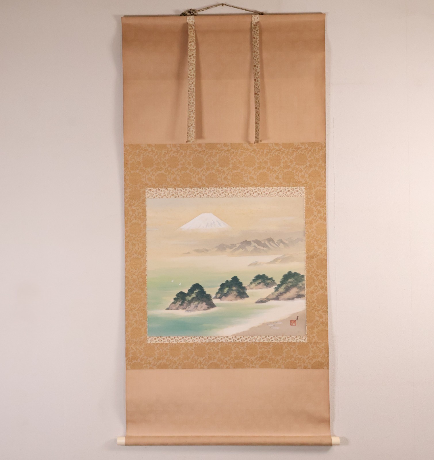 Japanese Hanging Scroll Hand Painted ‘Mt Fuji Izu Landscape’ KAKEJIKU By Issen