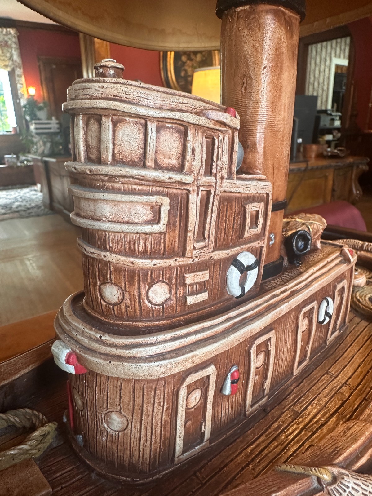 Apsit Bros Tugboat Lamp “Albatross” –20.5″ Nautical Folk Art beach house LARGE