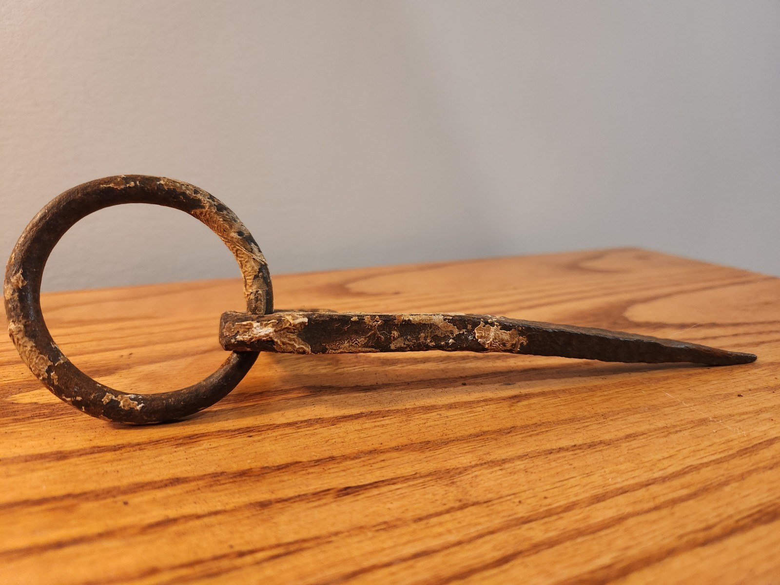 18th/19th Century Antique Hand Wrought Iron Hook and Ring on Spike, Horse Hitch