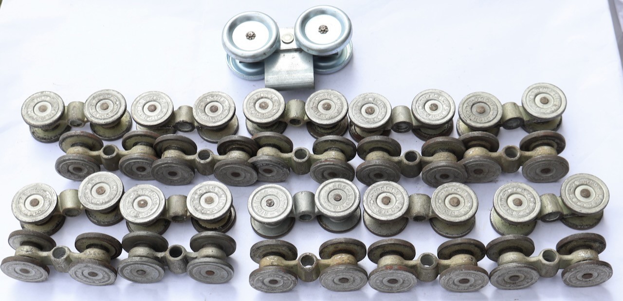 (20) Richards & Wilcox Barn Door Hardware / Lock Joint Hangers w Roller Bearings