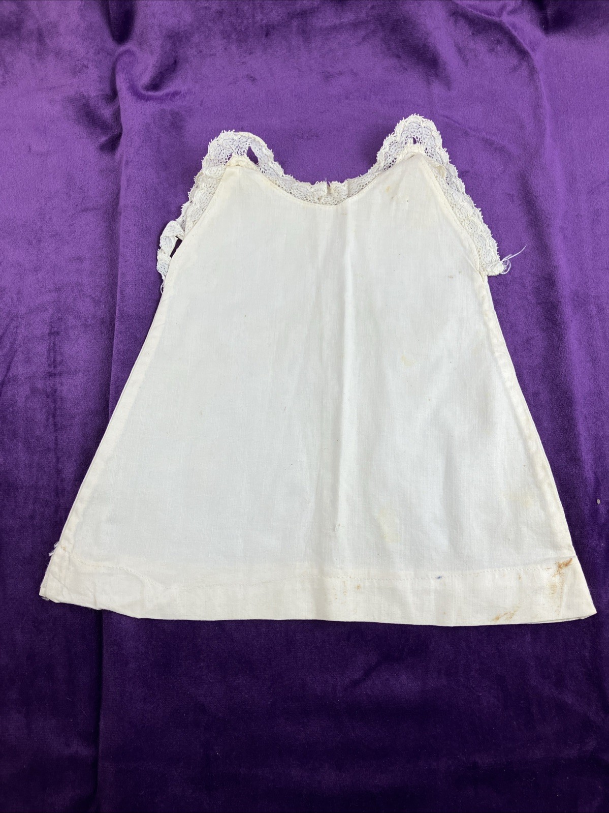 Antique Victorian White Cotton Doll Camisole Dress 1860s 1870s