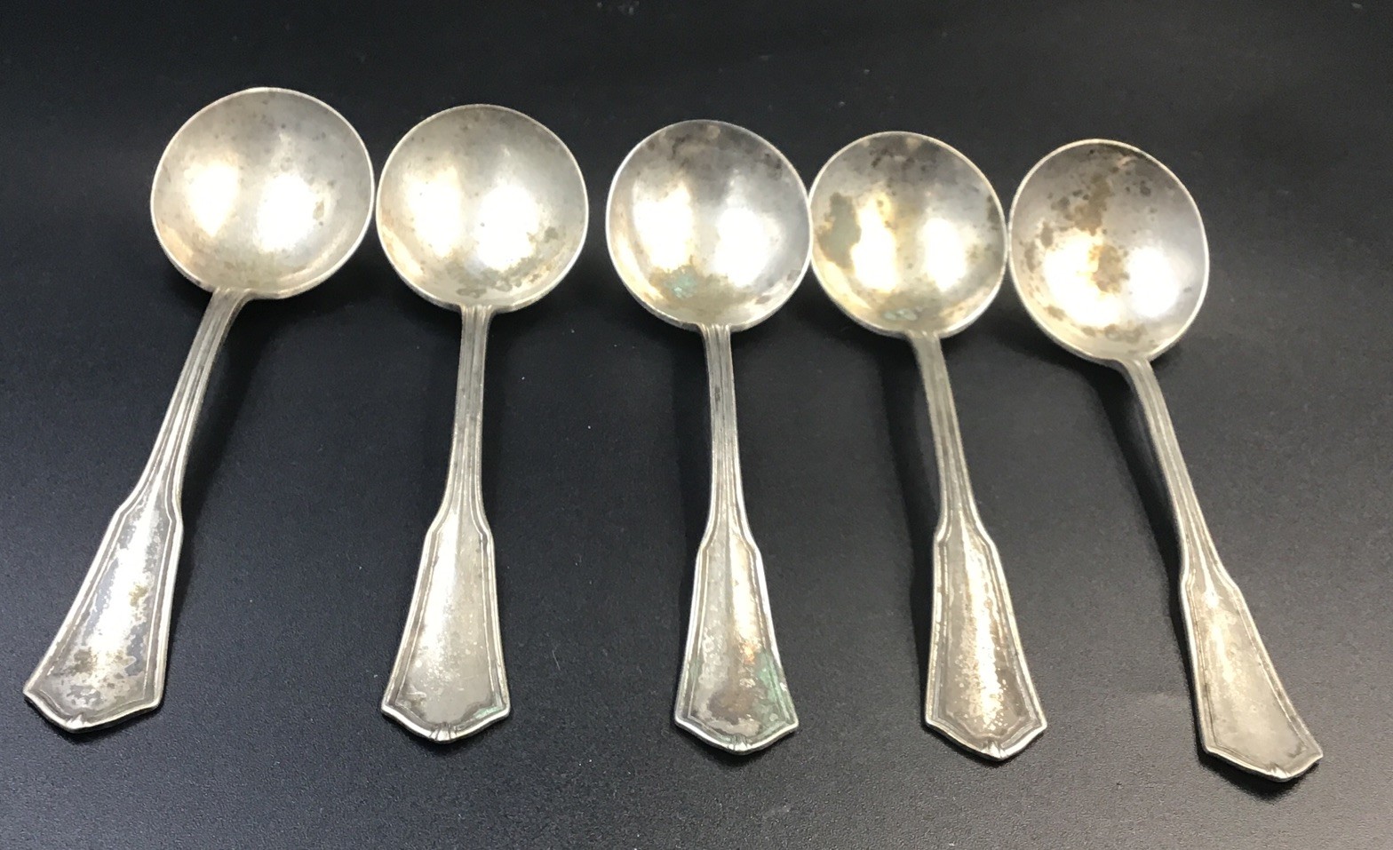 5 Vintage Oneida Community Reliance Plate Soup Spoons EXETER Pattern 1913 Era