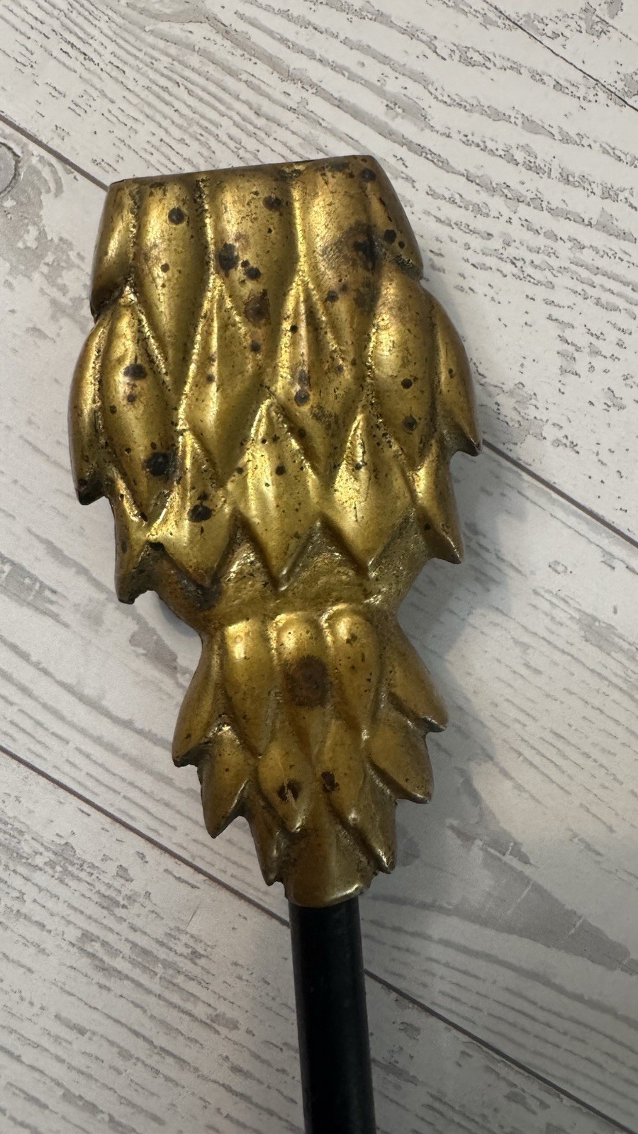 Vintage Heavy Solid PINEAPPLE Victorian Brass Damper Pull Hook