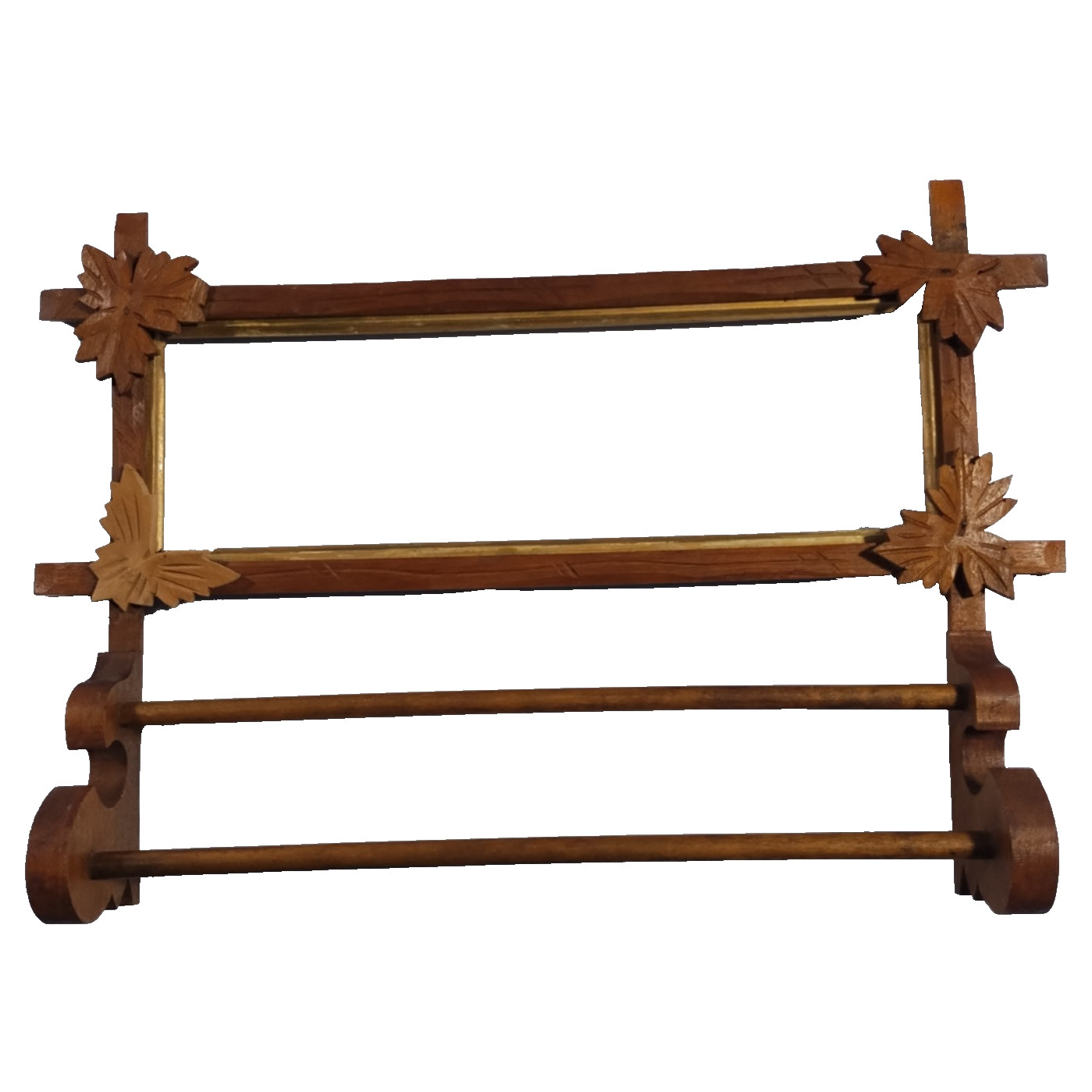 Antique Eastlake Towel Rack Adirondack Victorian Tramp Art Leaf Corners Damage