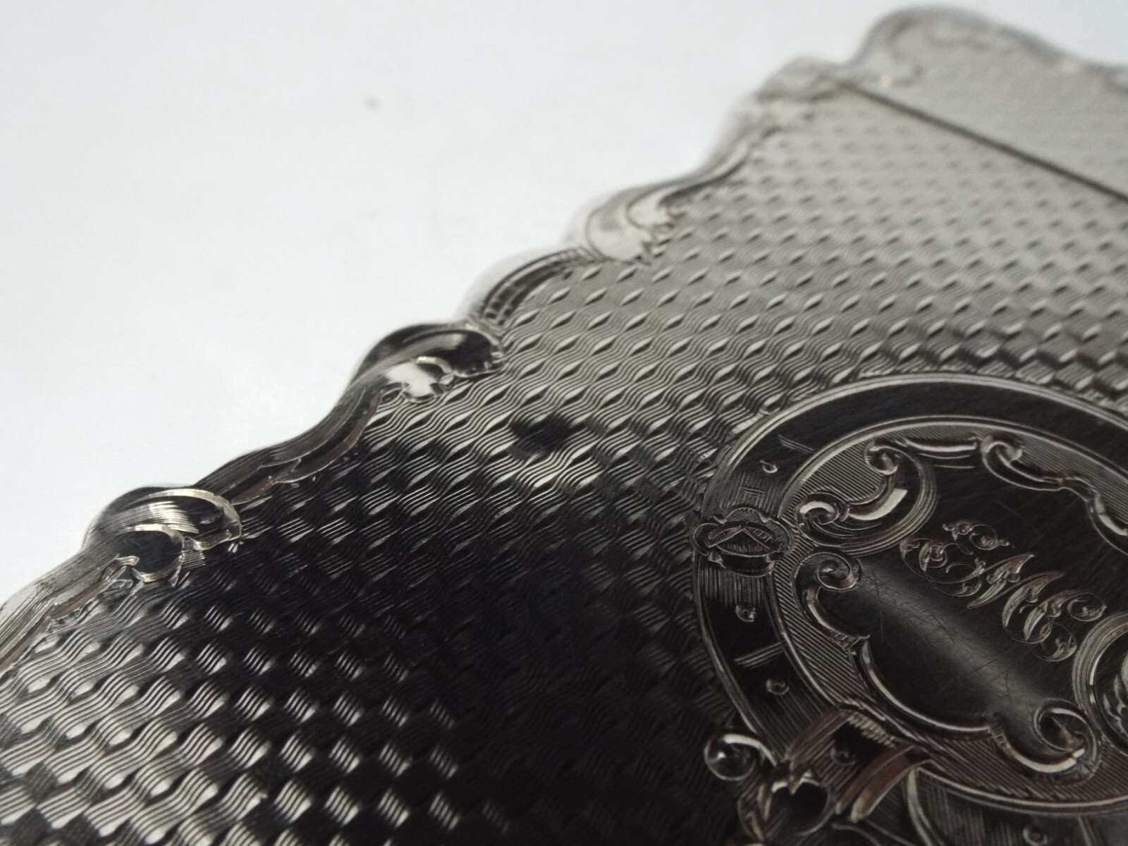 ANTIQUE VICTORIAN STERLING SILVER CARD CASE, ALFRED TAYLOR BIRMINGHAM 1853