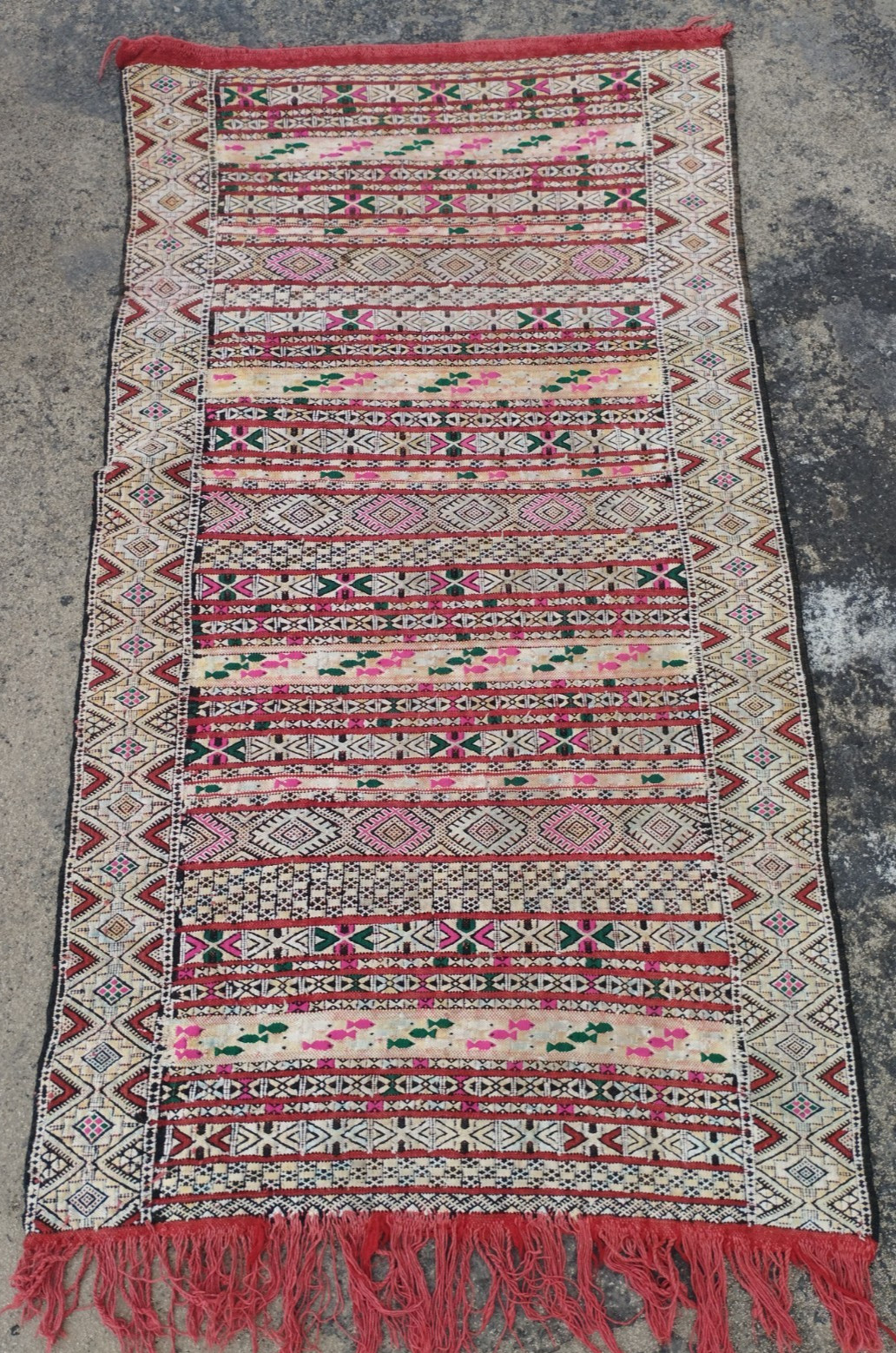 Vintage Handmade Moroccan Berber Tribal Wool Kilim Rug 155×86 cm