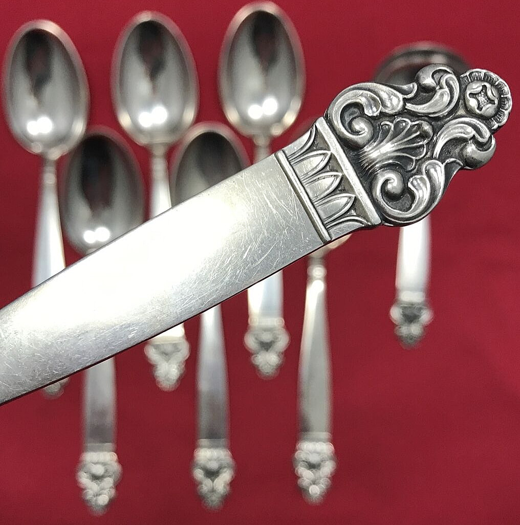 8 Pc 1967 VIDAR Th Marthinsen Norway Silverplated SOUP SPOONS & CREAM LADLE