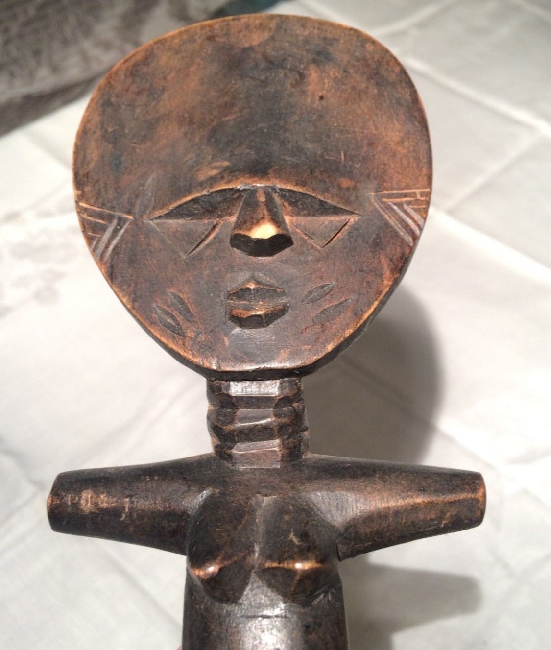 Carved Wood Ashanti Fertility Doll Nude Figure African Tribal Art w/ Handle