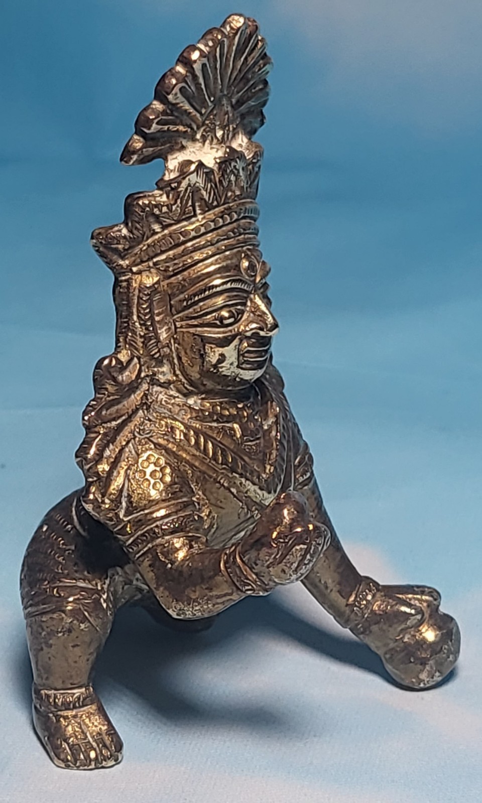 Indian Antique Brass Deity Bala Baby Krishna Hindu God Figure 9cm x 5cm