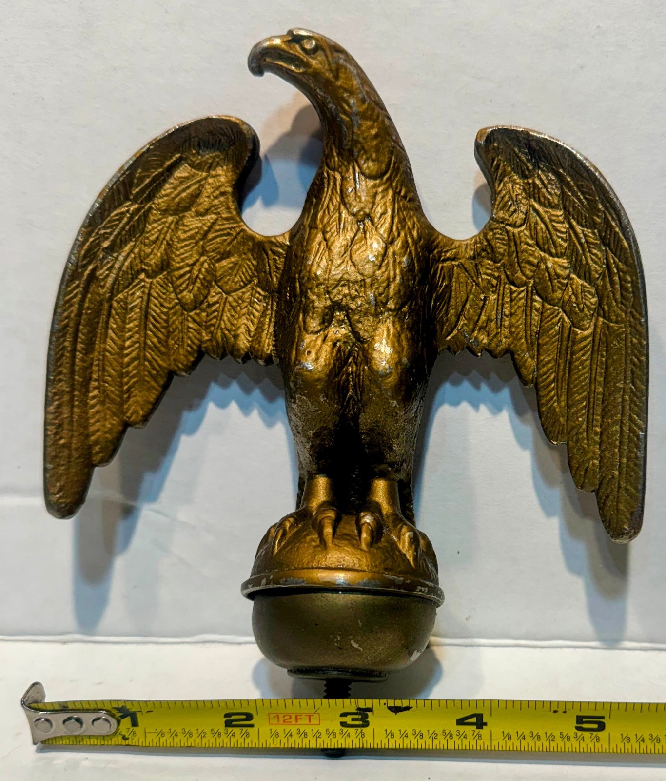 EAGLE FLAG FLAGPOLE AMERICA USA PATRIOTIC FINIAL ORNAMENT CAST METAL BRASS