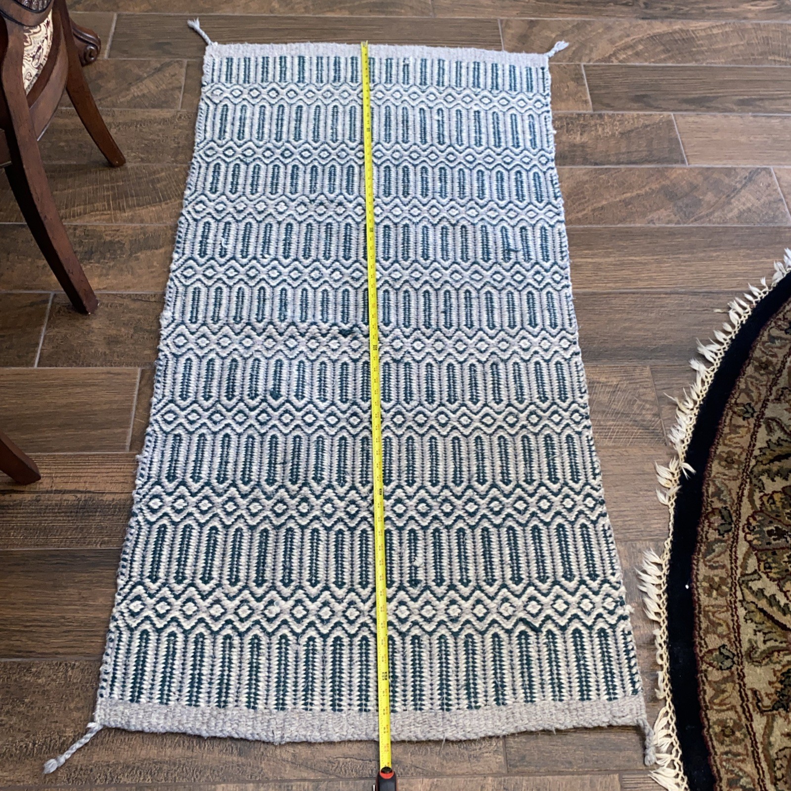 Vintage Soft Wool Handmade Braided Rectangle Rug 64”x30”