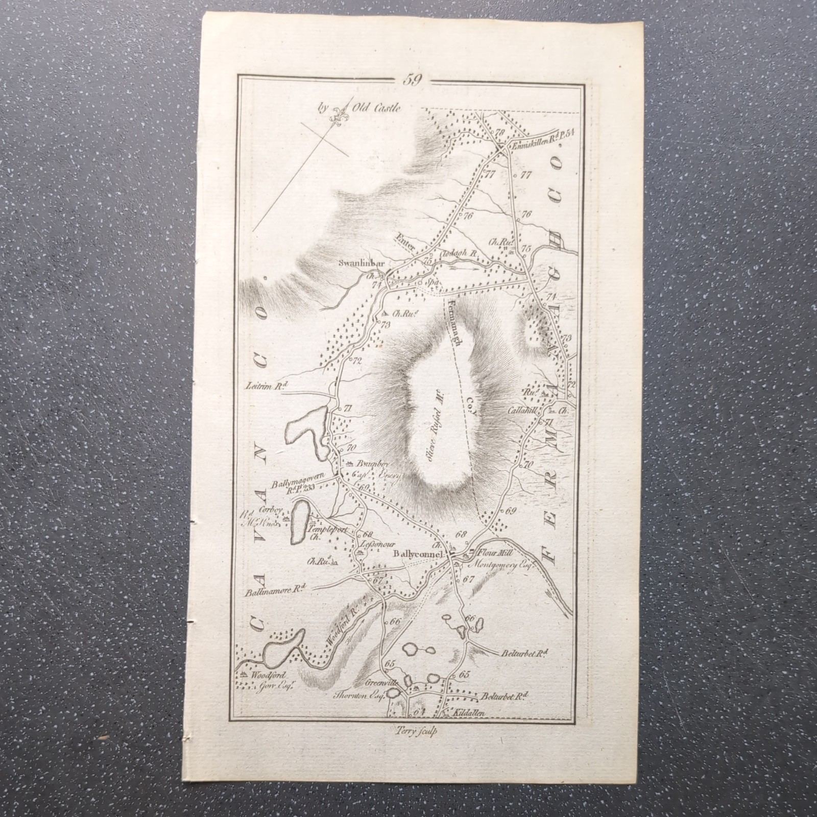 1778 Taylor and Skinner Ireland Road Map Of Dublin Sligo Old Castle