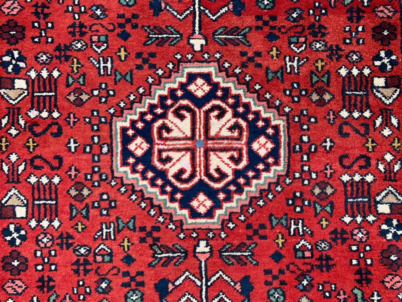 Authentic Hand Knotted Qashqai Shrz Wool Area Rug 4.11 x 3.3 Ft