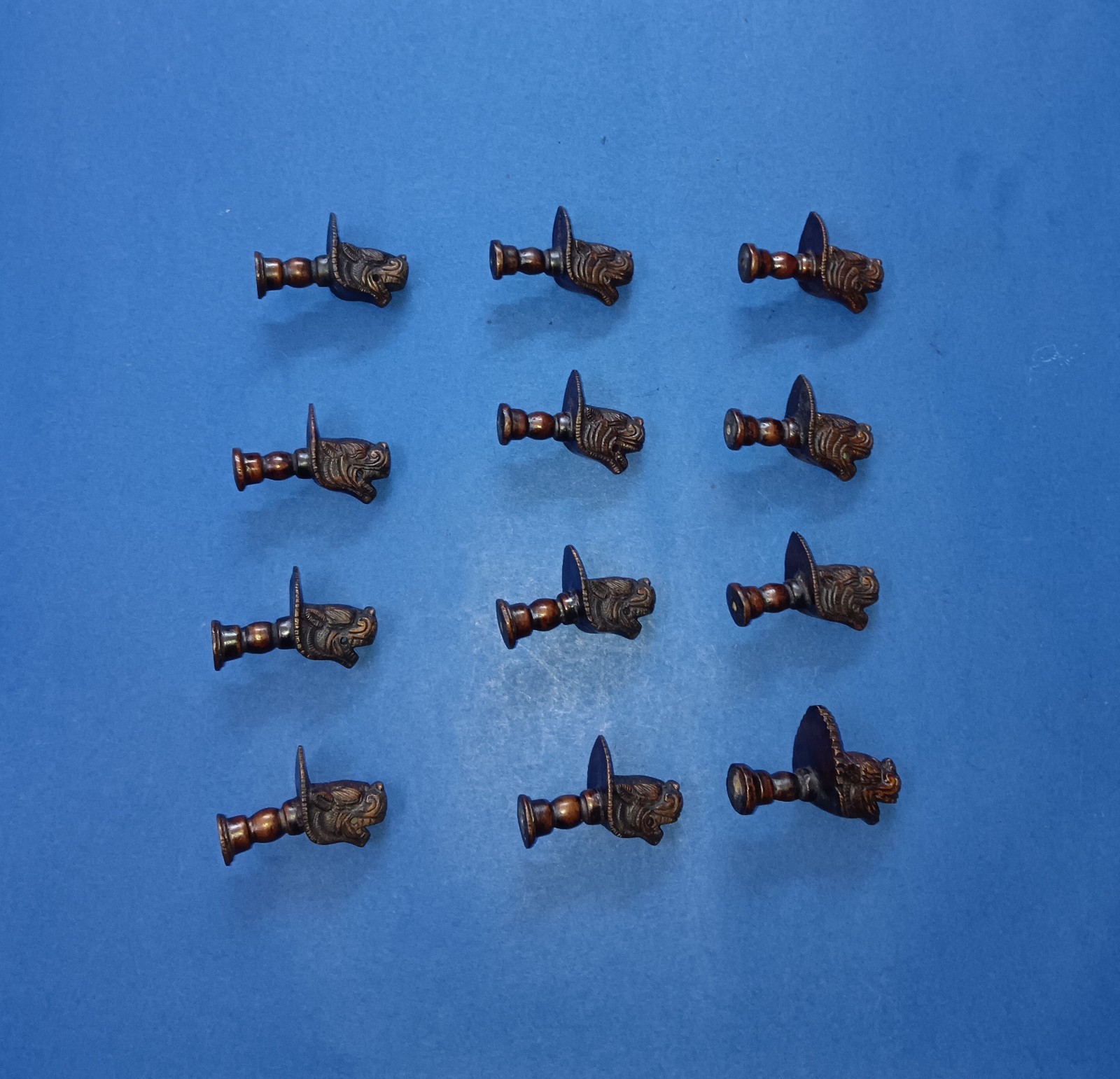 Tibet Lion Head Inspired Dresser Knobs Brass Drawer Pull Set of 12 Pieces GTX