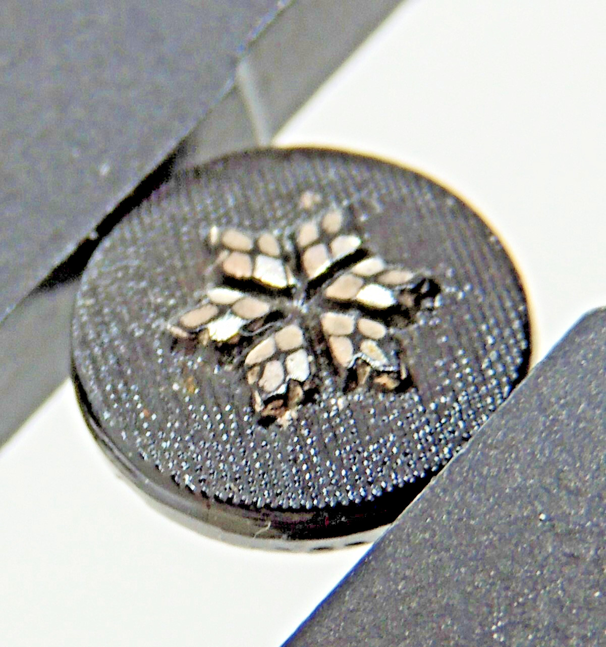 Antique/Vintage 3 tiny black self shank buttons