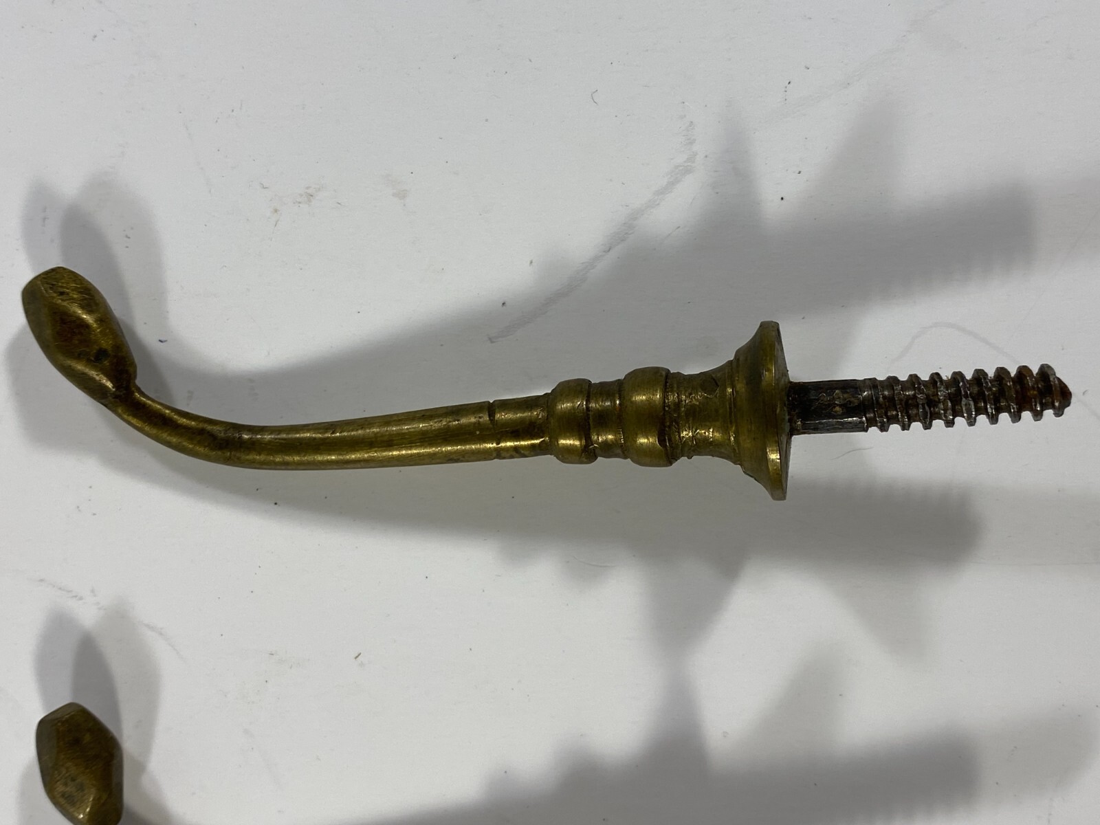 2 Brass Screw In Coat Hangers Tie Back Brackets Door Stops Architectural Salvage