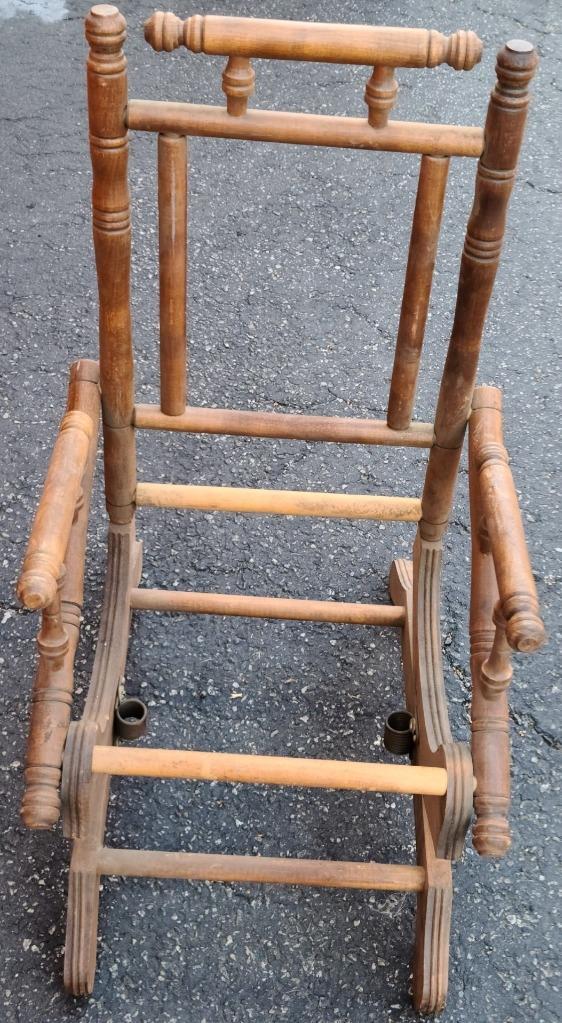Antique Child’s Gliding Rocking Chair – Solid Wood – NEEDS TLC – GREAT BONES
