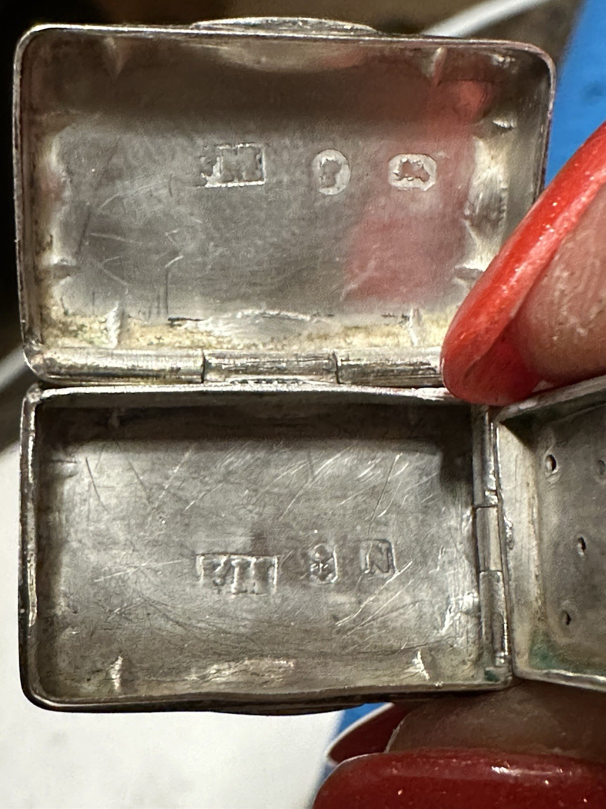 VICTORIAN SILVER VINAIGRETTE FREDERICK MARSON BIRMINGHAM 1862 PENDANT ENGRAVED