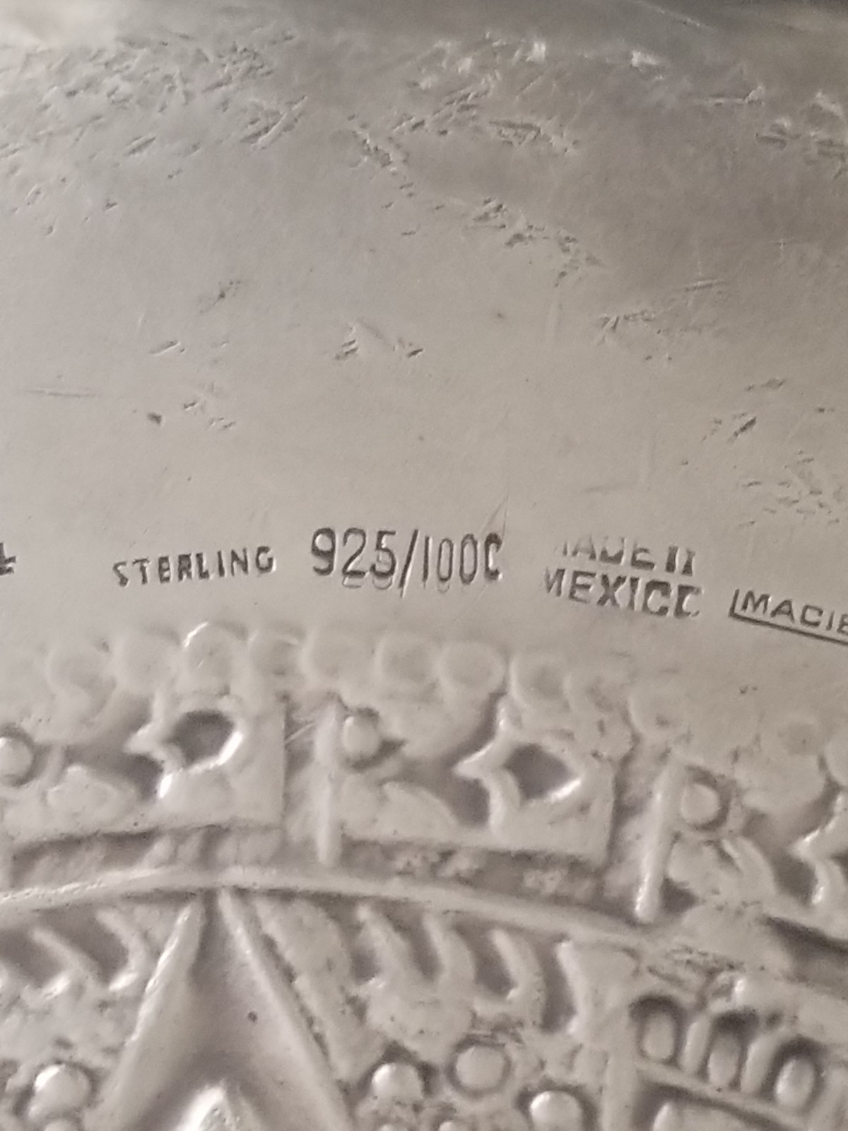 Amazing Maciel Solid Sterling Mayan Calendar Tray 14″ x 14″ 925 914 grams dings