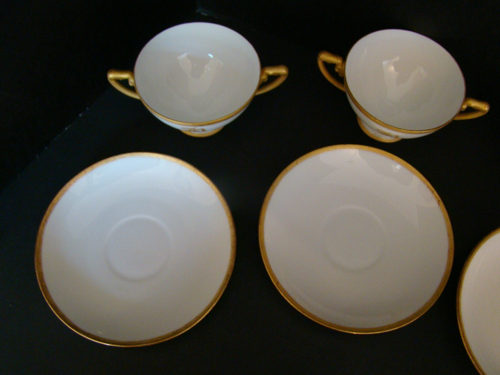 4 Hand Painted Rosenthal Consomme Cups/Saucers ca. 1914-15 “B” Monogram