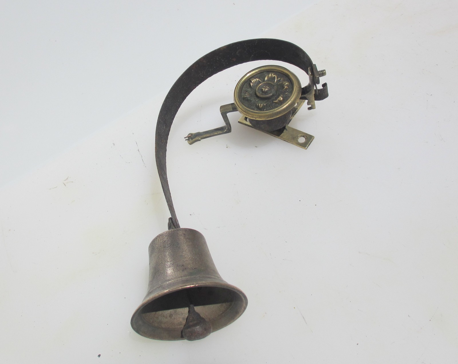 Victorian Servant Butler Bell Brass Butler Iron Crank Antique Vintage Old