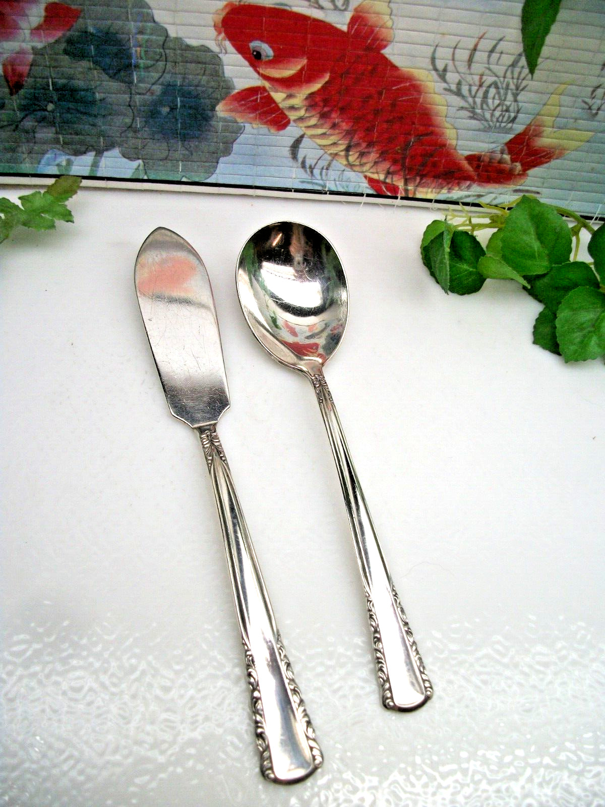 International MAY QUEEN Silverplate Master Butter Knife & Sugar Spoon 1951