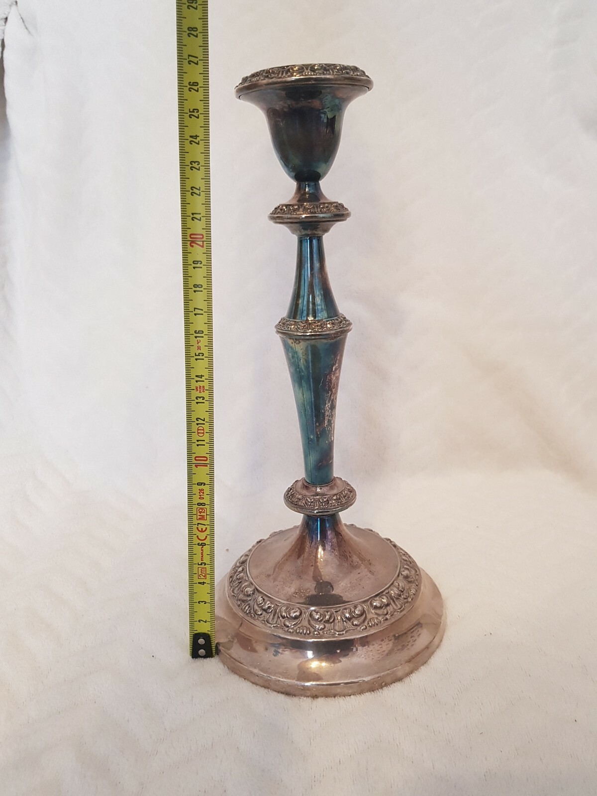 vintage silver plated candlestick app 27 cm high