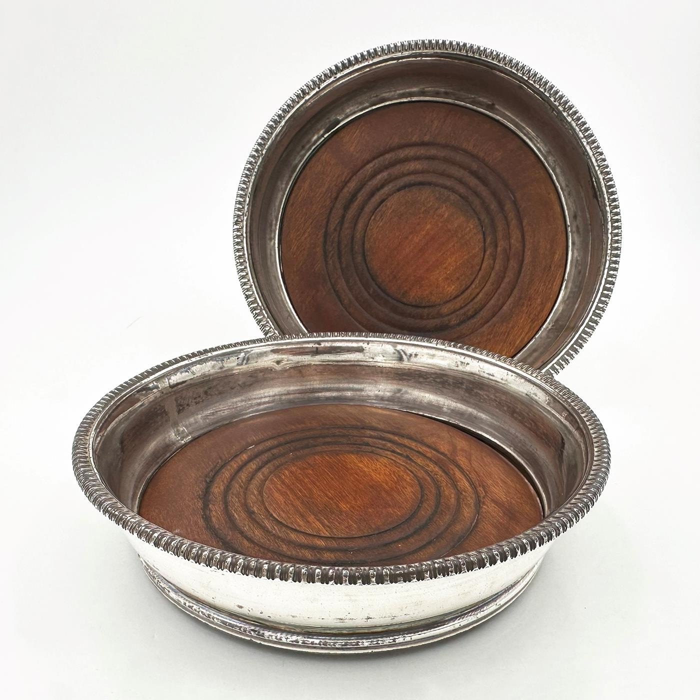 PAIR BOTTLE COASTERS OLD SHEFFIELD PLATE GEORGE III c1800