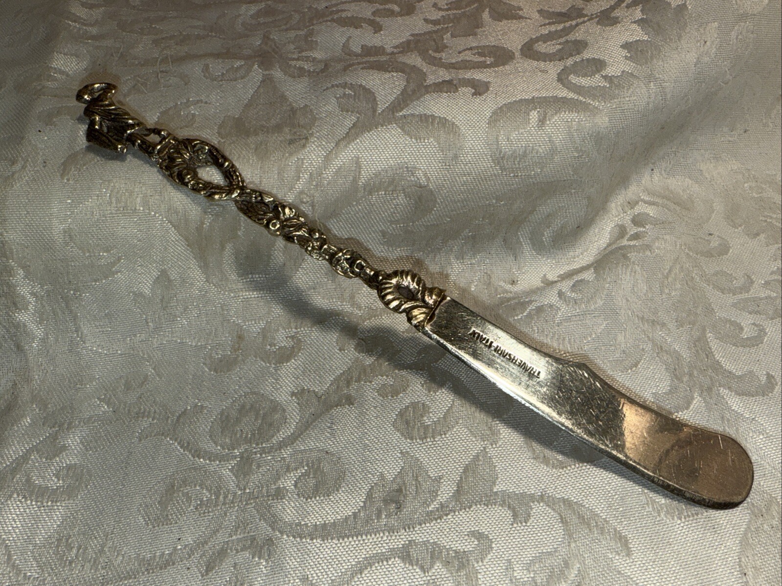 Vintage Ornate Silver Knife Robed Senate Figure Caesar Traversari ITALY 6 1/4″