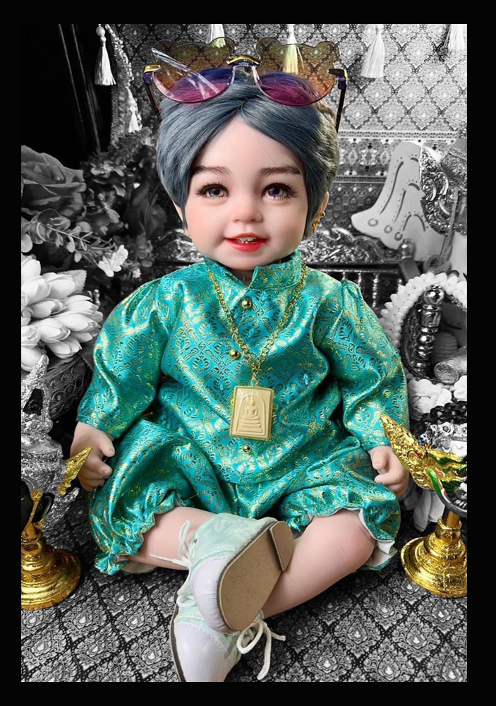 Thai Amulet Top Boy Luk Thep spirit 22″Full Tattoo Strong Protection By Aj NiKom