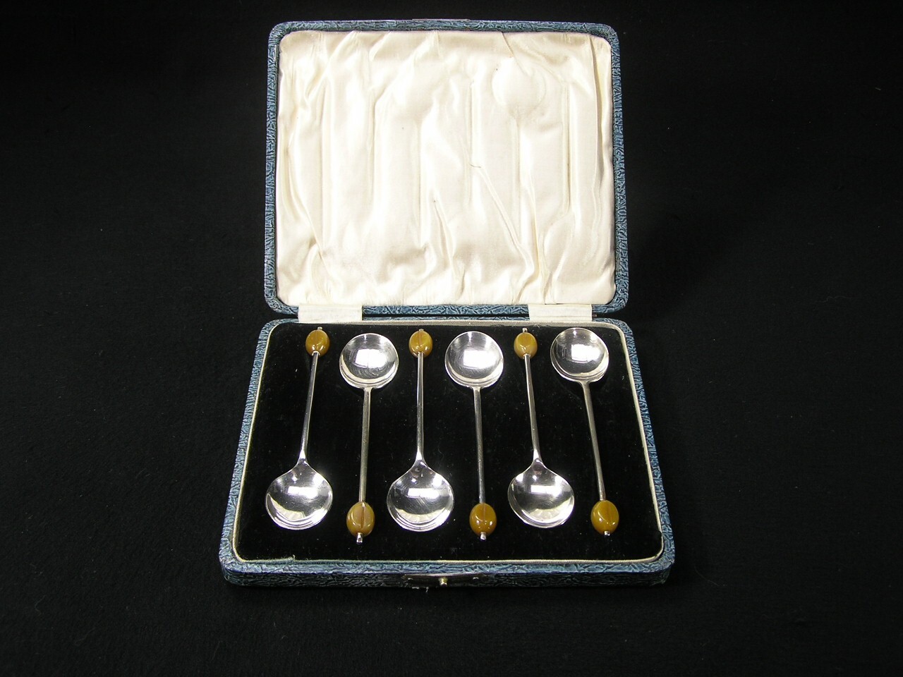 Vintage EPNS Coffee Bean Demitasse Spoon Set #3861 Free Shipping