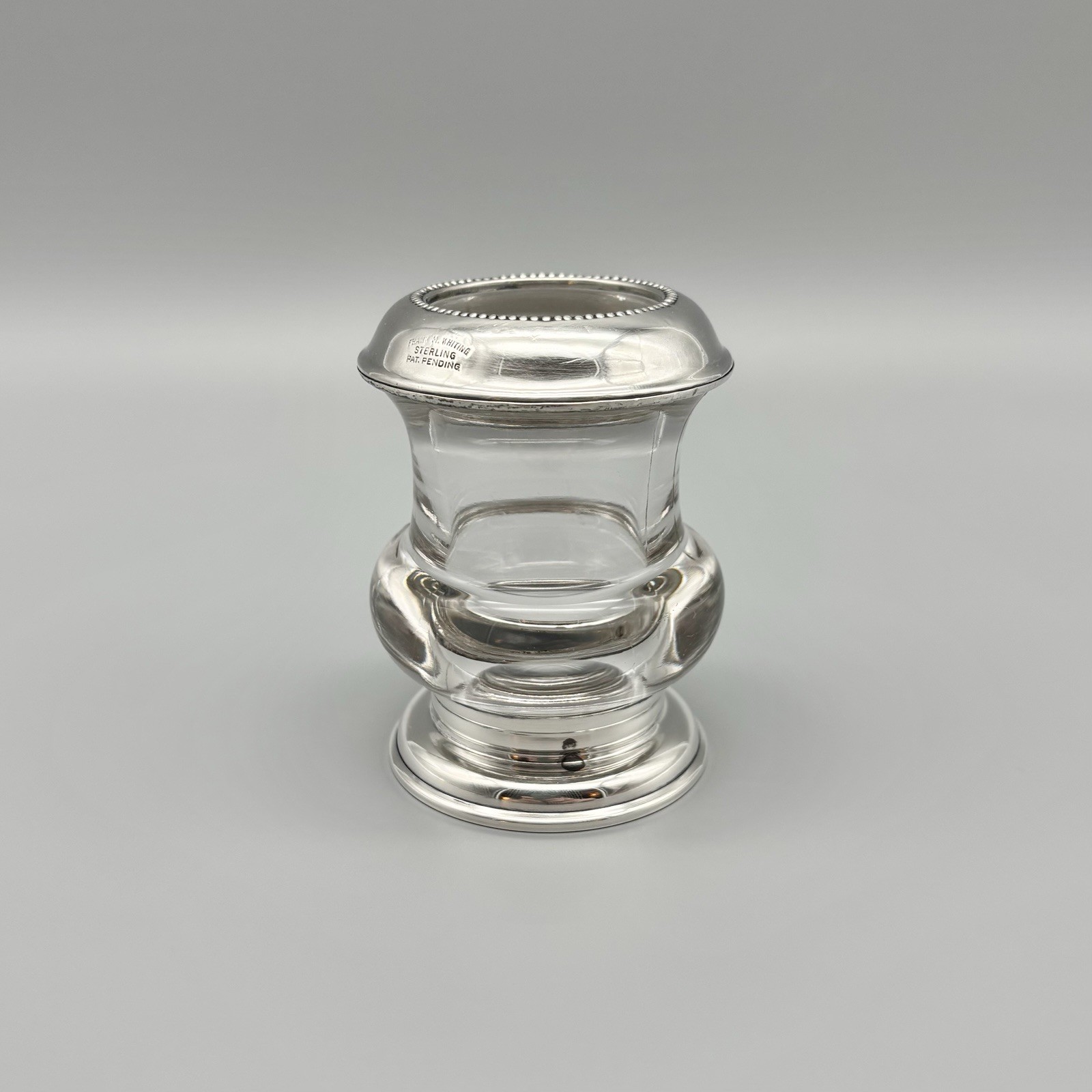 Antique Frank M. Whiting Sterling Silver & Glass 3″ Toothpick Matchstick Holder