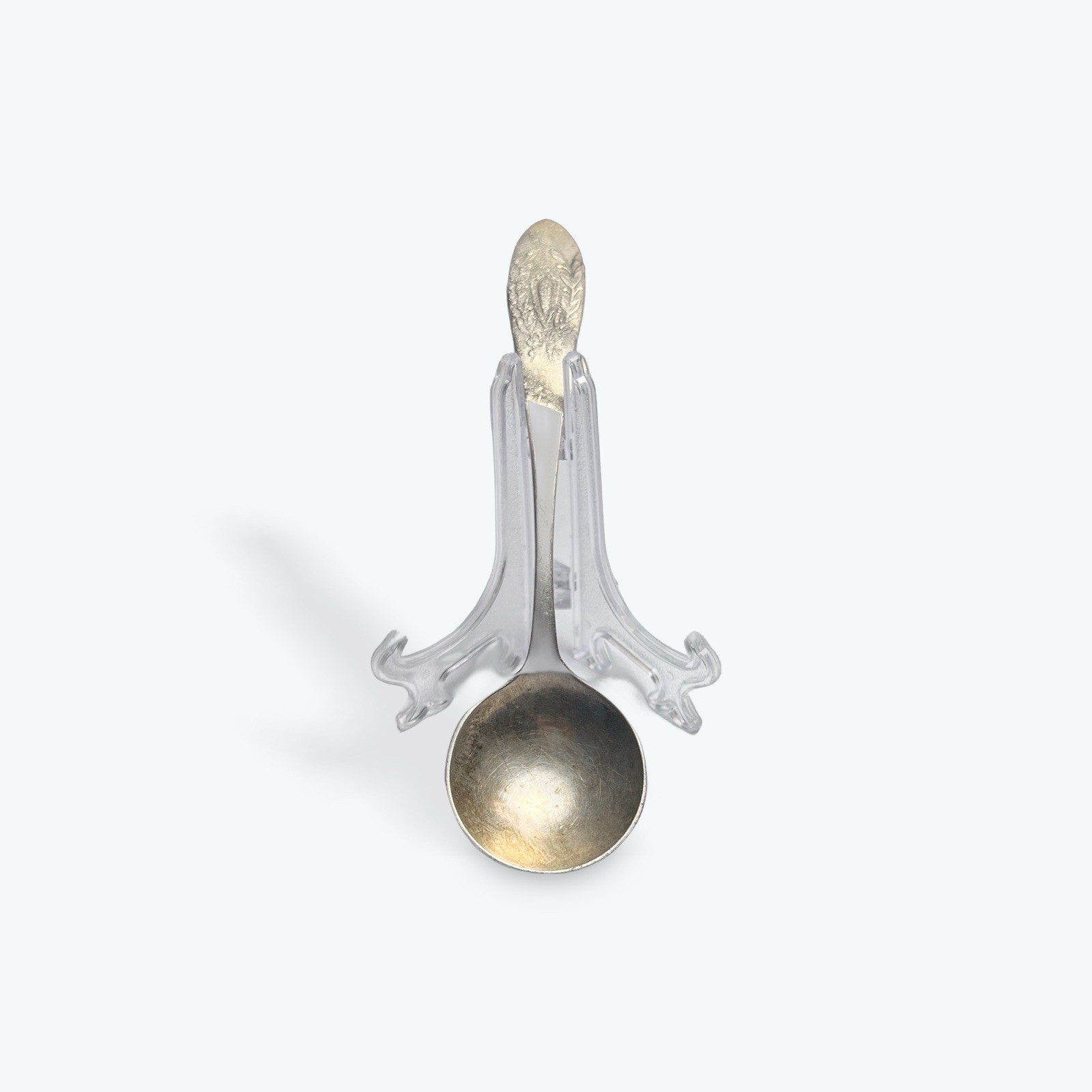 CM Silver Spoon with Hallmarks, United Kingdom, Decorative Handle, Antique