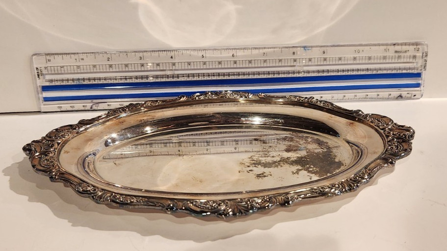 SilverPlated Cream and Sugar Tray “Baroque B Wallace 235” 10-1/2 X 7