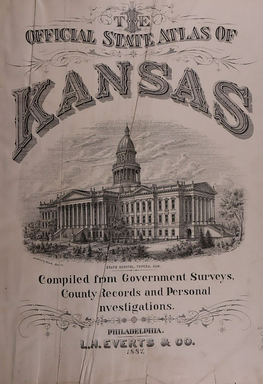 Original 1887 Plat Map CLYDE – GLASCO / DELL RAY, KANSAS ~ CLOUD Co. on Reverse