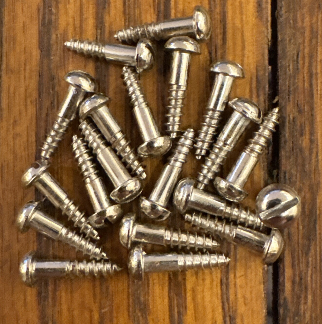 Antique Wood Screws #4 X 1/2 Slotted Round Head Nickel American 20 Pk Free Ship