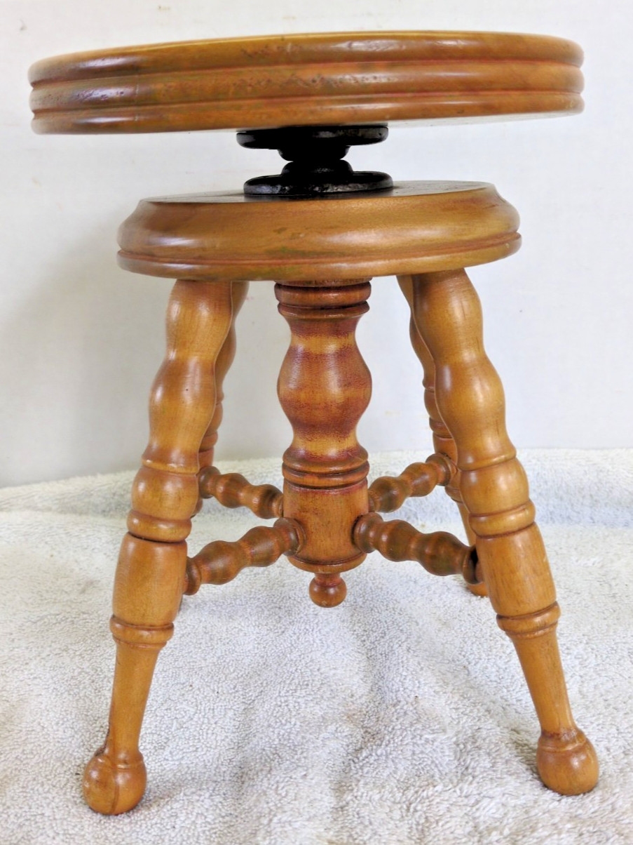 Vintage 9.25″ Miniature Salesman Sample Doll Organ/ Piano Adj. Stool 7″ Diameter